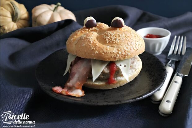 Panino hamburger di Halloween