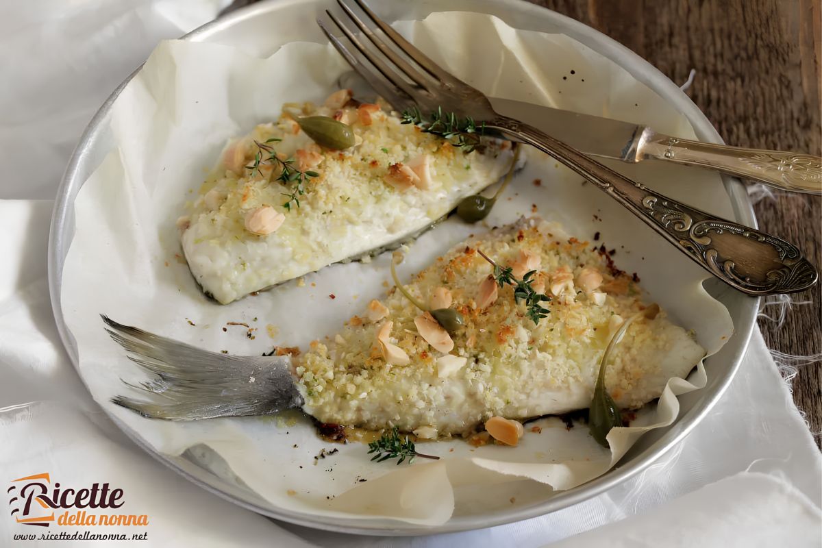 Orata in crosta di mandorle, menu di Natale pesce