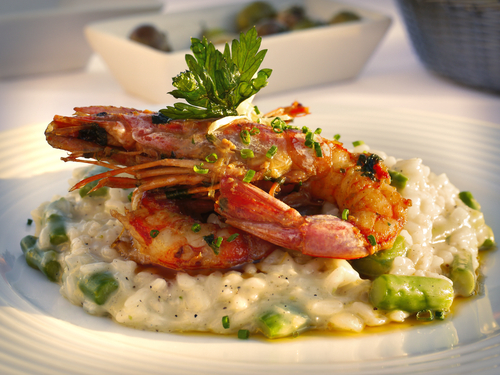 Risotto carciofi e gamberi