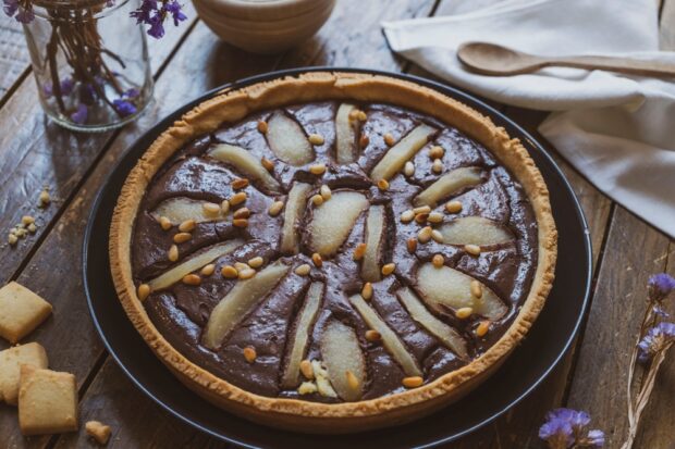 Torta mandorle, cioccolato e pere