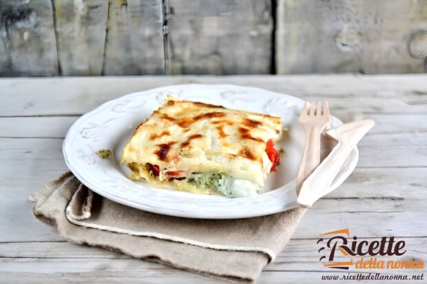 Lasagne pesto e ricotta e pomodorini